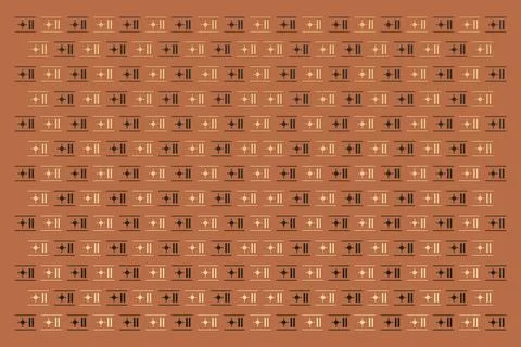 A dense grid of alternating black and gold geometric emblems creates a soph.. Illustrazione stock