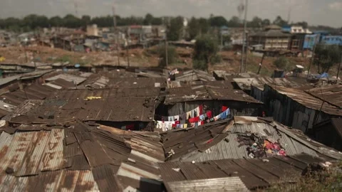 Dense Informal Settlement Elevated View Kenya Stock Footage 333216995