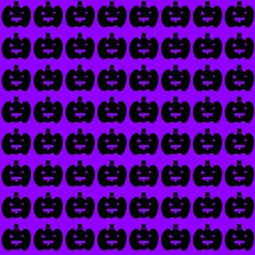Dense Jack O Lantern Halloween Pattern on Purple Background Stock Illustration