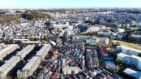 Dense Japanese Residential Area - 4K Aerial Video Stock Footage 329057076