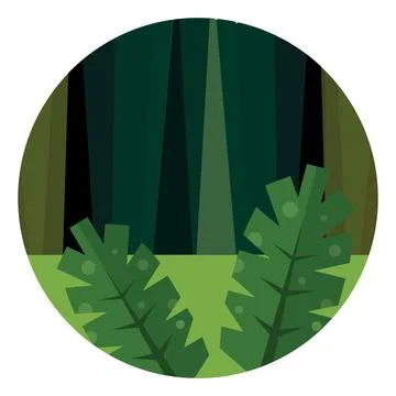 Dense jungle forest scene. Vector Stock Illustration