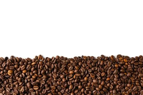 Dense Layer of Coffee Beans Filling the Lower Part of Image Stock Photos