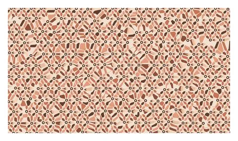 Dense mosaic flower pattern in earthy terracotta tones with repeating motif.. Stock Illustration