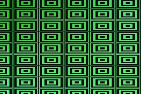 Dense neon rectangular motifs repeat across a dark background forming a precise Stock Illustration