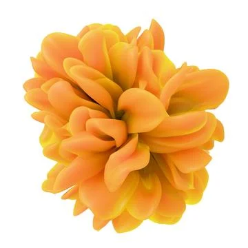 Dense orange abstract 3D floral shape isolated on white background. Stock Illustration