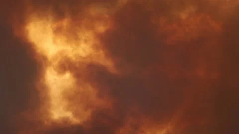 Dense Orange Smoke from Wild Fire in California Stock Footage 138487255