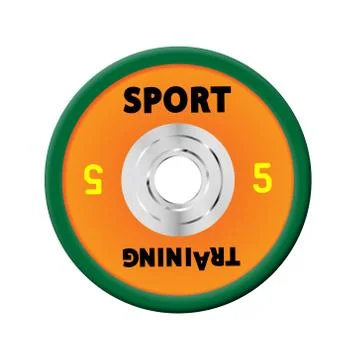 Dense orange weight plates numbered weights. 5. Illustration vector Stock Illustration
