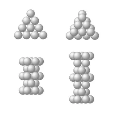 The dense packing of spheres of equal size Stock Illustration