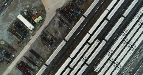 Dense Parallel Subway Tracks in Coney Island Rail Yard 库存影片 82246222