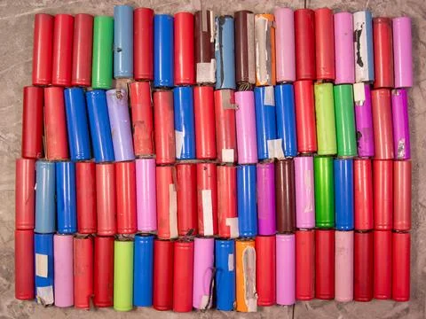 Dense pattern of lithium-ion batteries to create a dynamic and technologica.. Stock Photos