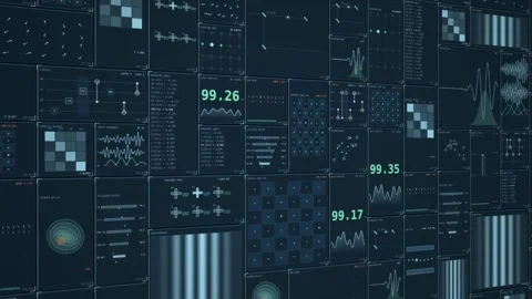Dense-quantum-research-wall-white-panel-mosaic-loop Video stock 343621713