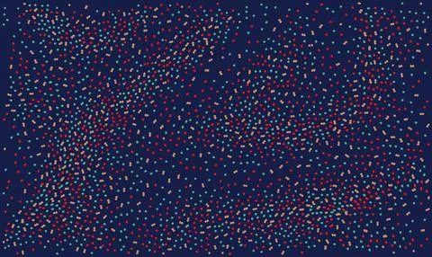 Dense Red Cyan Tiny Dot Clouds Vector Background Stock Illustration