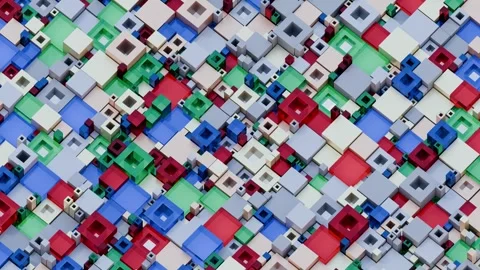 A dense, repeating geometric composition featuring interlocking colored cubes in Stock Footage 340237859