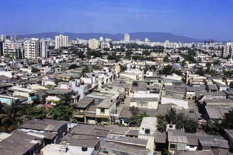 Dense row house, multi storied building, Gorai, Borivali, Mumbai, India, A... Fotos de archivo