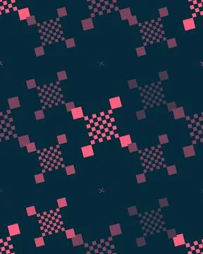 Dense rows of pixelated diamonds create a balanced monochrome mosaic in cha.. Stock-Illustration