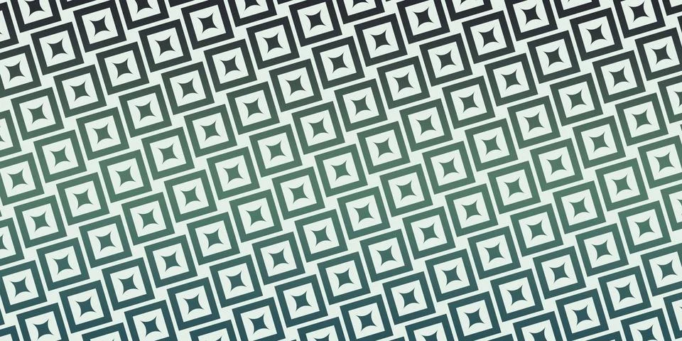 Dense rows of rotated teal square frames with inset diamond details form a .. Stock Illustration