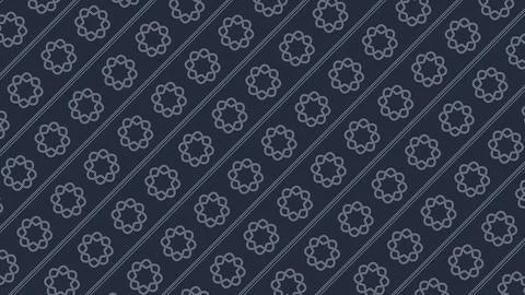 A dense slate blue repeating pattern combines small cream outlined rosettes.. Illustrazione stock