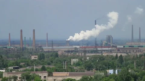 Dense smoke from a factory chimney Stock Footage 205082599