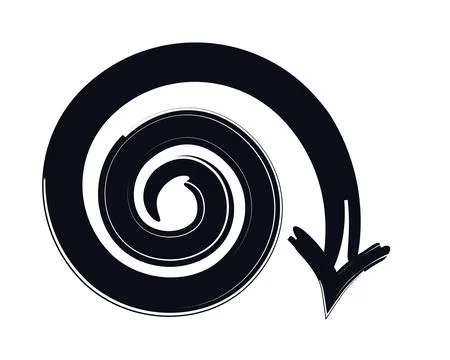 Dense spiral arrow bold thick stroke graphic element Stock Illustration