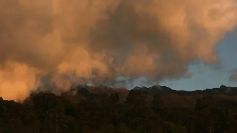 Dense stormy clouds gathering on the top of the Iguaque mountain Stock Footage 332558510