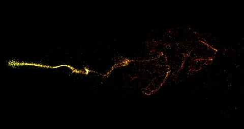 A dense stream of shimmering particles moves swiftly through the void, forming c Stock Footage 333867666