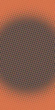 Dense teal geometric marks create a dramatic central halftone over coral, p.. Ilustração Stock