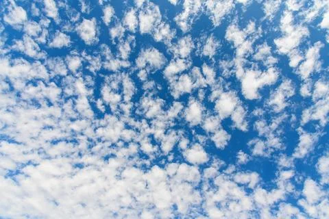 A dense, textured pattern of small altocumulus clouds spreads across a deep.. Stock Photos