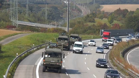 Dense traffic on German highway A3 between Idstein and Bad Camberg Видео 80764890