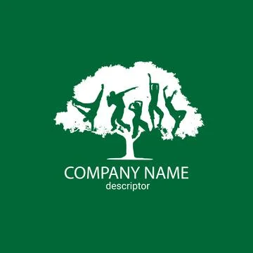 Dense tree with foliage, five modern dancers inside Stock Illustration