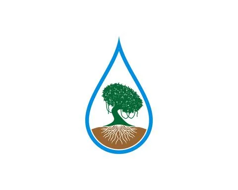 Dense tree inside the water drop logo 스톡 일러스트