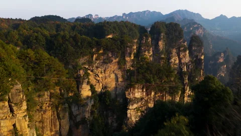 Dense Trees And Sandstone Pillars Of Zhangjiajie National Forest Park In The Stock-Footage 331057931