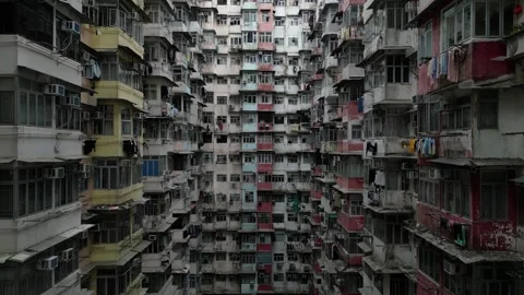 Dense Urban Apartment Complex in Hong Kong Stock Footage 335845481