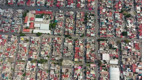 Dense urban development captured from directly above in central Mexico Stock Footage 337524983