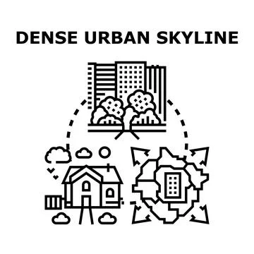 Dense urban skyline developing city planning concept 스톡 일러스트