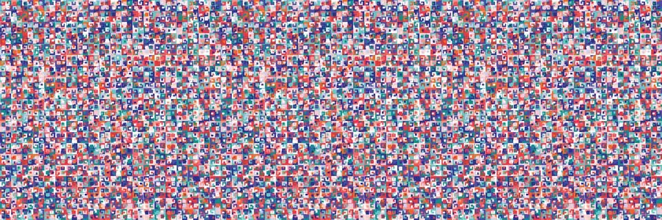 Dense vector packed close up mini geometric grid banner. Texture border Stock Illustration