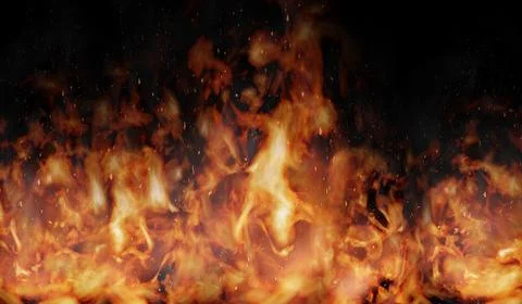 Dense Wall of Raging Flames - 3d illustration 스톡 일러스트