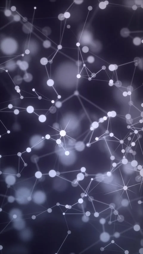 A dense web of fine connecting lines and bright white-violet nodes fills a .. Stock Footage 348763155