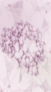 A dense web of pink and violet points, lines, and translucent triangular sh.. Stock-Illustration
