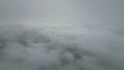 Dense White Clouds and Thick Fog Aerial View Stock Footage 345386875