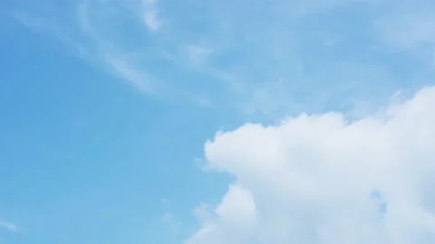 Dense white clouds cover the blue sky on a summer cloudy day. Stock Footage 156100028