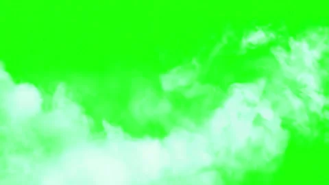 Dense white clouds rolling horizontally against a vibrant solid green screen Видео 345136683