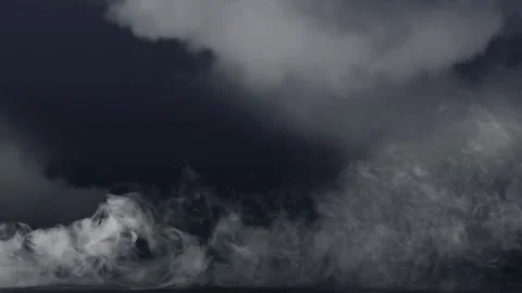Dense white ground fog rolling across dark background atmospheric cinematic Stock Footage 340940487