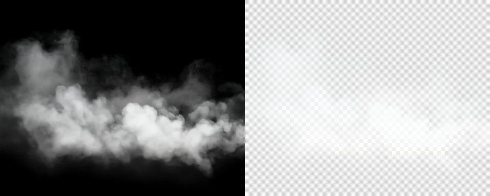 Dense white smoke cloud floating over black background with realistic fog イラスト素材