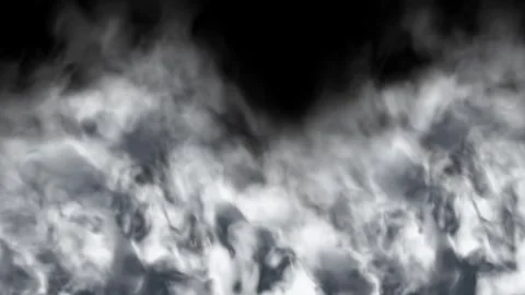 Dense white steam rises and swirls against a solid black background Видео 345184111