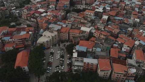 A densely built-up Chinese area with ample car parking Stock Footage 114125175