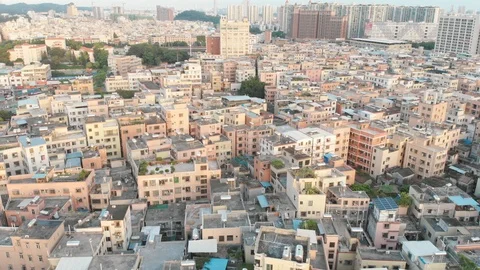 Densely built Chinese area on the background of modern buildings Stock Footage 113263513