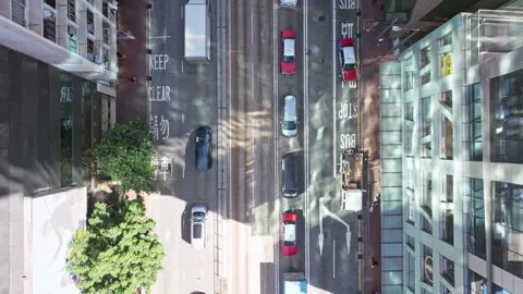 The densely packed buildings and roads of Hong Kong captured by a drone Stock Footage 256810102
