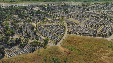 Densely packed cemetery graveyard Stock Photos