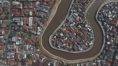 Densely Populated Area, Top Down View from Right to Left Stock Footage 82428170