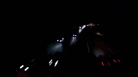 Density freeway traffic at German high-speed road at night Stock Footage 47880945